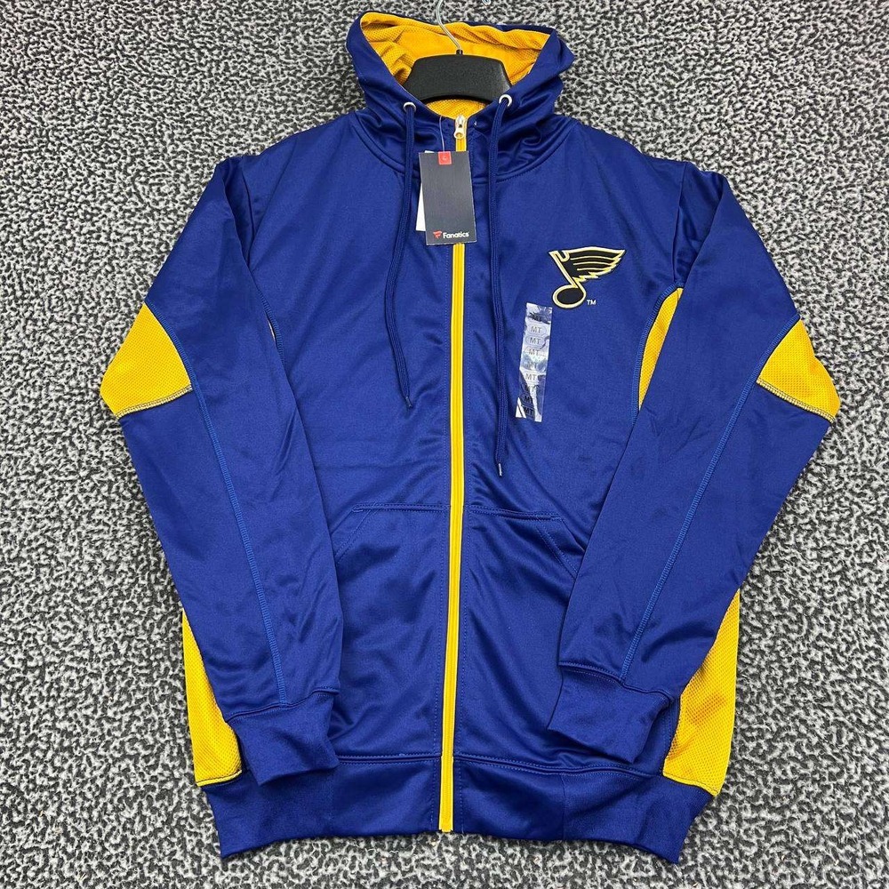 St. Louis Blues Hoodie Men Medium Tall Blue Fanatics Full Zip Long Sleeve New MT